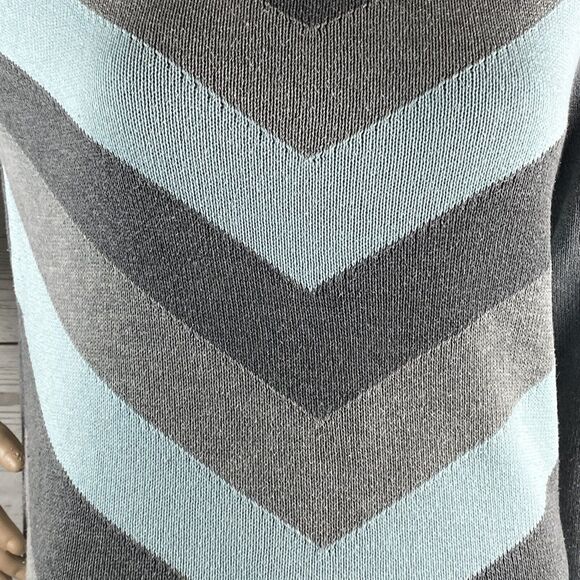 Liz Claiborne SweaterGray Blue Chevron Striped Cotton Blend - Picture 7 of 12